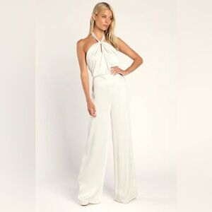 Ivory Satin Halter Jumpsuit